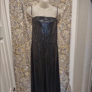 Black strapless sequence jumpsuit